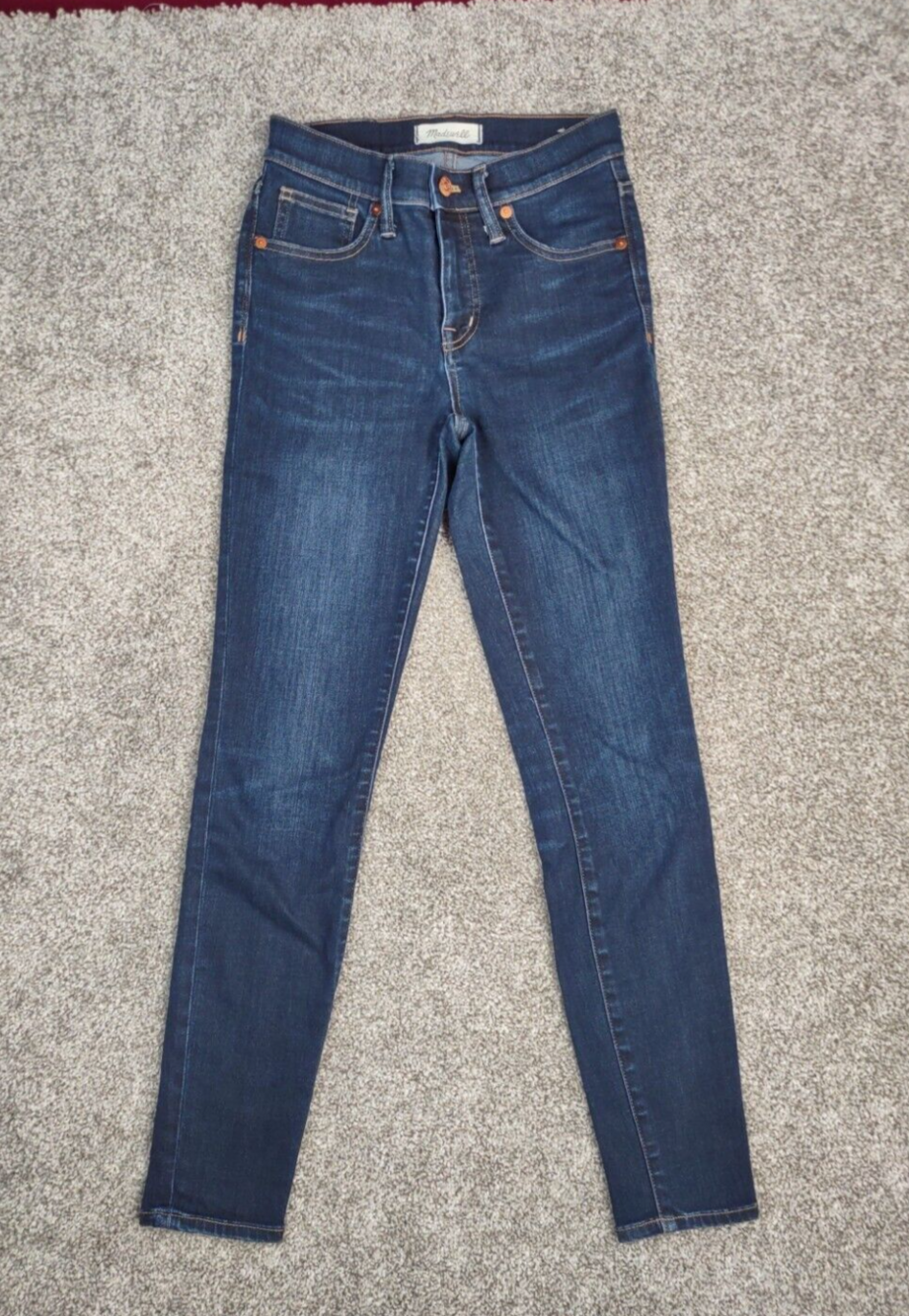 Madewell Jeans Women 26 Dark Blue 9" High Rise Skinny Larkspur Tencell Mom